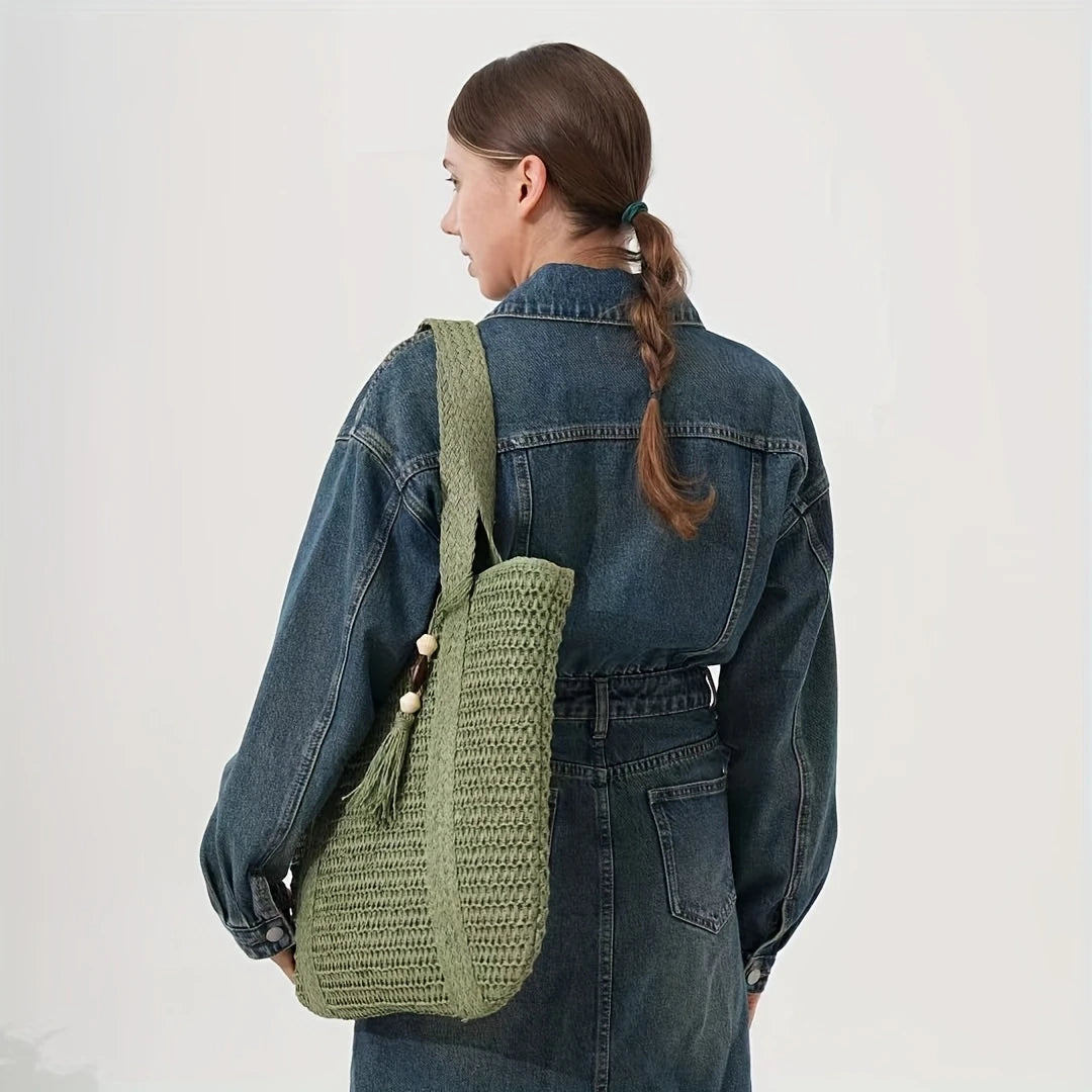 Sac de plage en paille tressée