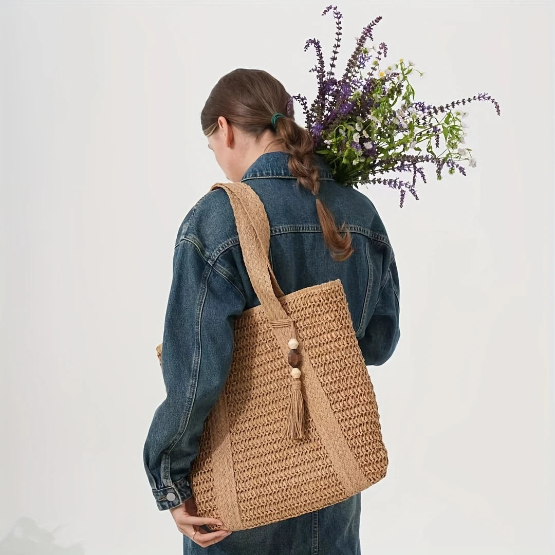 Sac de plage en paille tressée