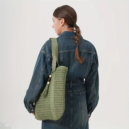 Sac de plage en paille tressée